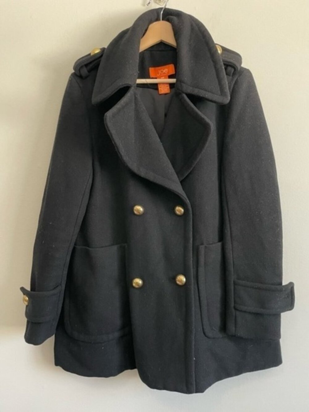Black Pea  Coat with Gold Buttons